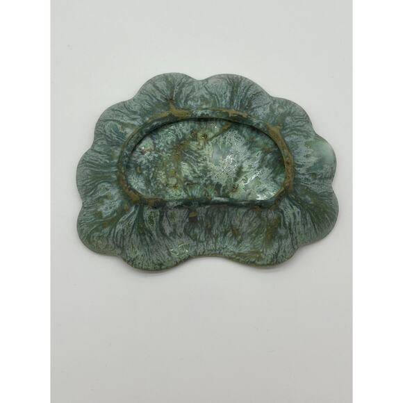 VINTAGE CERAMIC SHELL DISH in Blue/Green glaze - Picture 4 of 8